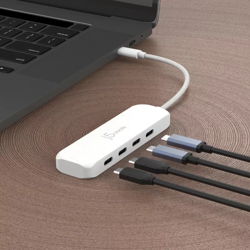 j5create Ekologiczny koncentrator USB-C na 4 porty Type-C Gen 2