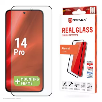 Szkło hartowane e.v.i. Displex Full Cover (10H) do Xiaomi 14 Pro, ramka montażowa eco, czarne/przezroczyste