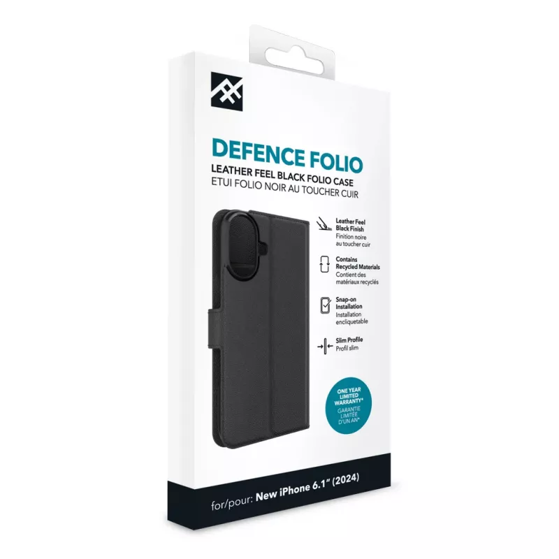 IFROGZ IF Defence Case Folio Apple iPhone 16 Czarny INTL, Folio, Apple, iPhone 16, 15.5 cm (6.1 cala), Czarny