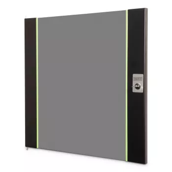 Szklane drzwi przednie do obudowy naściennej 19 cali 12U seria DIGITUS Unique — szkło i metal, czarna