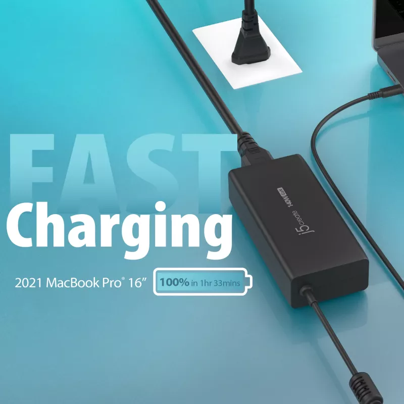 Ładowarka USB-C GaN j5create JUP17140 140W PD3.1, do użytku wewnętrznego, czarna, 59×127×30,5 mm