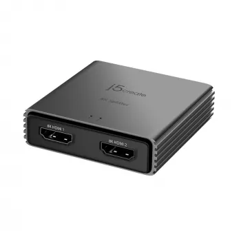 j5create JDSH812 ​​8K HDMI™ 2.1 2-drożny rozdzielacz, HDMI, 2x HDMI, 7680 x 4320 pikseli, szary, aluminium, 8K Ultra HD