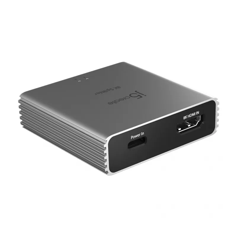 j5create JDSH812 ​​8K HDMI™ 2.1 2-drożny rozdzielacz, HDMI, 2x HDMI, 7680 x 4320 pikseli, szary, aluminium, 8K Ultra HD