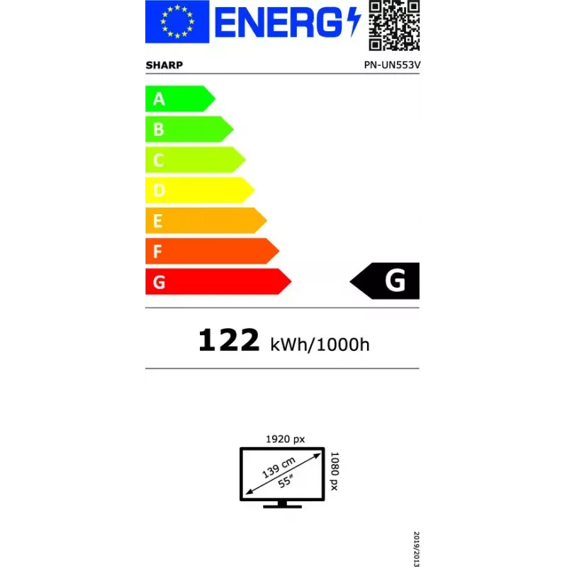 Wewnętrzny wyświetlacz LCD Sharp PN-UN553V 55 cali Full HD (1920×1080), IPS, 500 cd/m², 3500:1, VESA