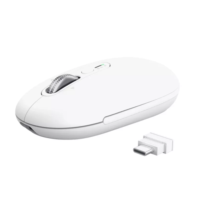 Bezprzewodowa mysz biurowa TRUST Seron cienki Multi – symetryczna, RF + Bluetooth, optyczna 3200 DPI, 7 przycisków, biała