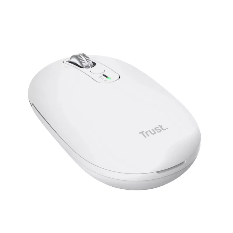 Bezprzewodowa mysz biurowa TRUST Seron cienki Multi – symetryczna, RF + Bluetooth, optyczna 3200 DPI, 7 przycisków, biała