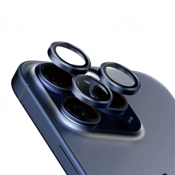 PanzerGlass Hoops Ochrona obiektywu aparatu iPhone 15 Pro 15 Pro Max Niebieski Tytan Odporność na zarysowania i wstrząsy