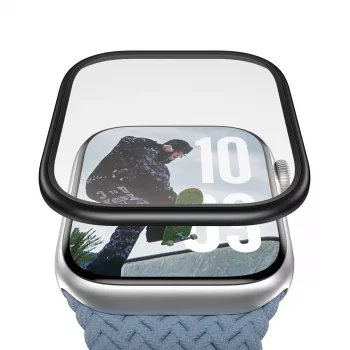 Szkło ochronne PanzerGlass z czarną metalową ramką do Apple Watch (model PG38147)