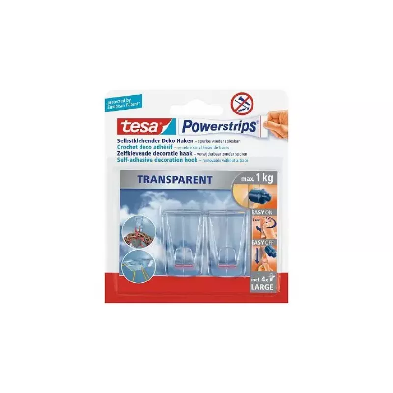 Uniwersalny haczyk Tesa Powerstrips Transparent DECO 58813-00000-00