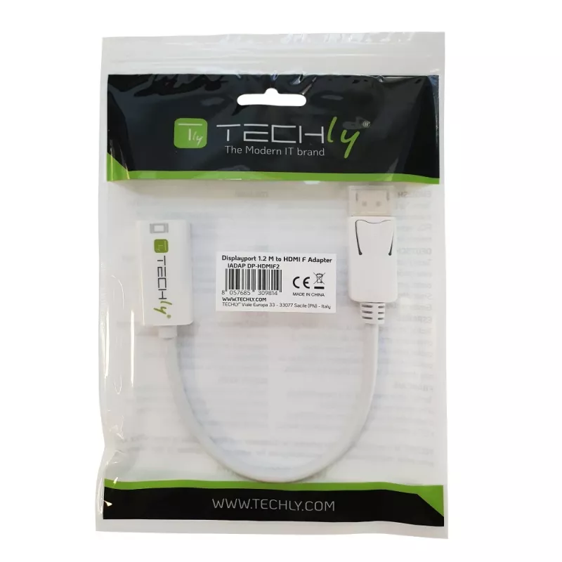 Techly DisplayPort 1.2 Męski / HDMI Żeński Adapter 15cm Biały IADAP DP-HDMIF2