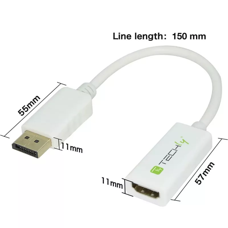 Techly DisplayPort 1.2 Męski / HDMI Żeński Adapter 15cm Biały IADAP DP-HDMIF2
