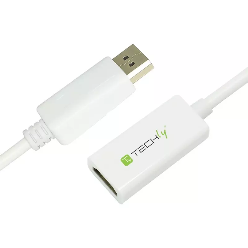 Techly DisplayPort 1.2 Męski / HDMI Żeński Adapter 15cm Biały IADAP DP-HDMIF2