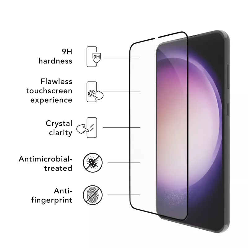 dbramante1928 eco-shield - Galaxy S23 - Czarna krawędź Szkło hartowane na ekran