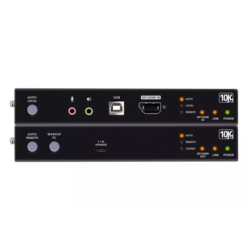 ATEN True 4K DP/HDMI Optical KVM 10km, Transmitter & receiver, Wired, 10000 m, 4096 x 2160 pixels, Czarny, Metal