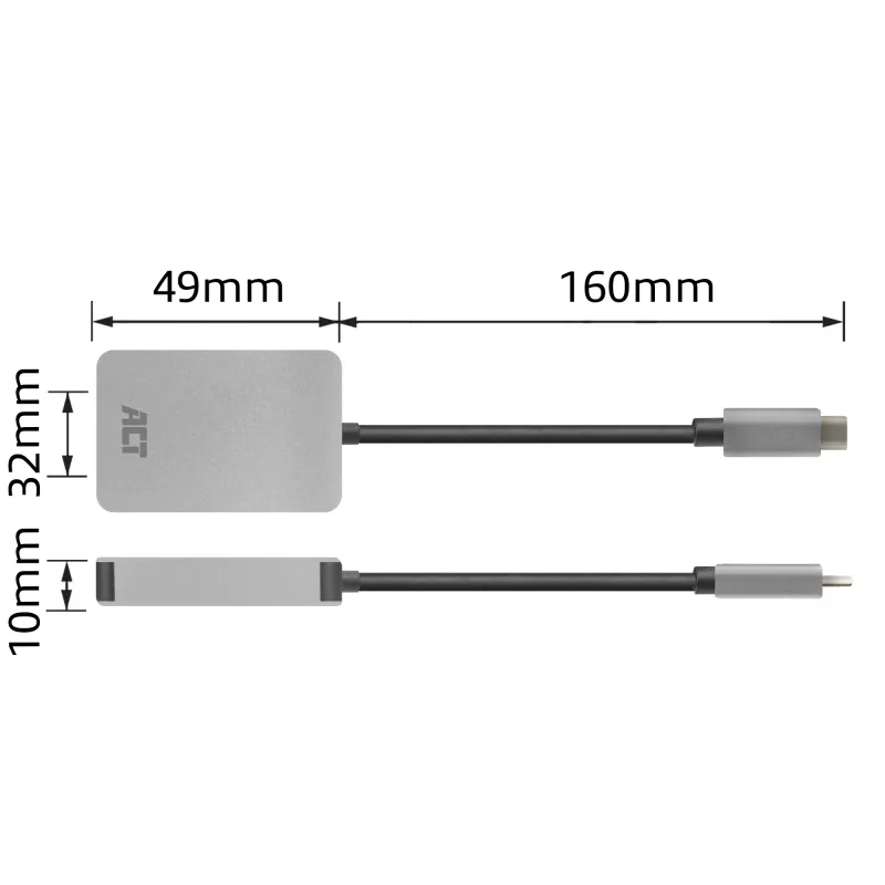 Czytnik kart ACT AC7056 USB 3.2 Gen 1 Type-C Szary MicroSD SD