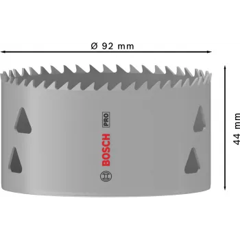 Otwornica Bosch PRO Multi Material 44/92 mm — Pojedyncza sztuka do wiertarki, płyta gipsowo-kartonowa, metal, tworzywo sztuczne, drewno miękkie