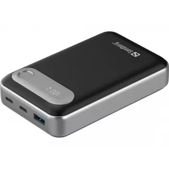 Sandberg Travel Powerbank 20000 PD35W, 20000 mAh, polimer litowo-jonowy (LiPo), 3,7 V, Czarny, Srebrny