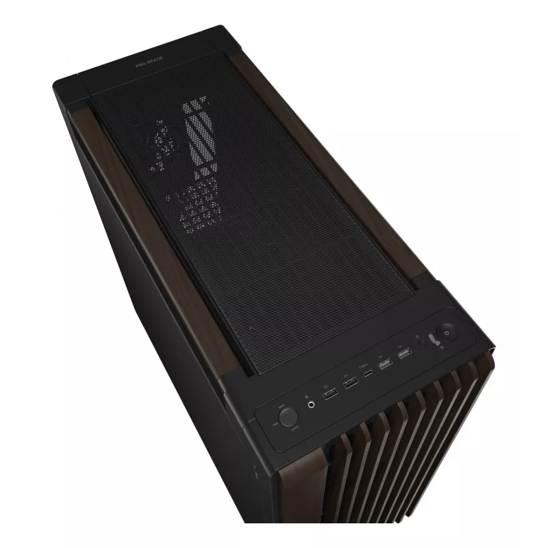 Obudowa PC ASUS ProArt PA602 Wood Edition Midi Tower — Czarno-Drewniana, obsługuje ATX/EATX, 2x200mm z przodu, 1x140mm z tyłu