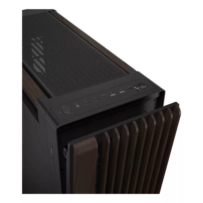 Obudowa PC ASUS ProArt PA602 Wood Edition Midi Tower — Czarno-Drewniana, obsługuje ATX/EATX, 2x200mm z przodu, 1x140mm z tyłu