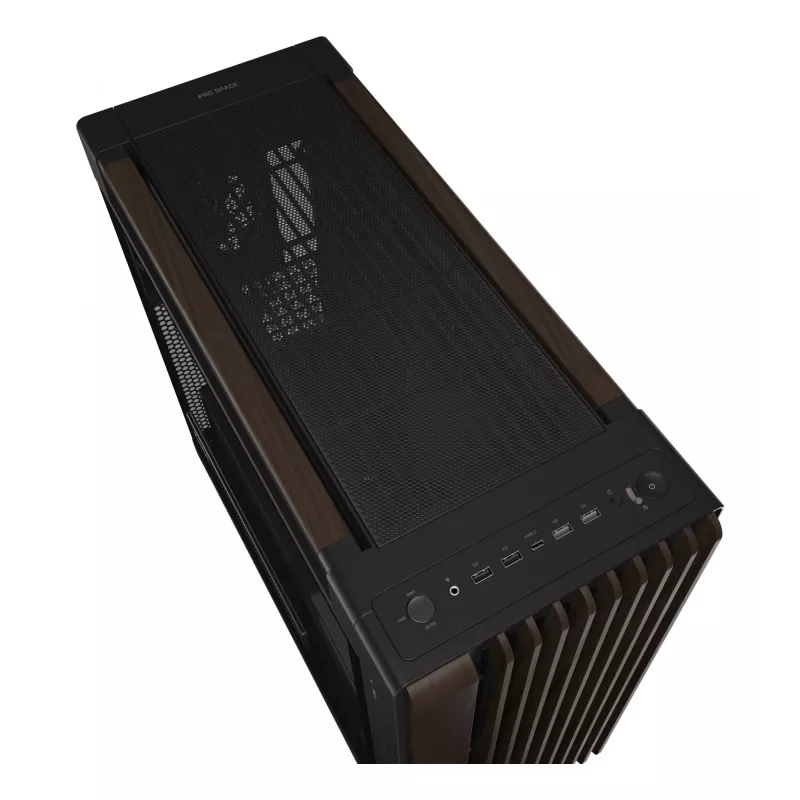 ASUS ProArt PA602 Wood Edition Modern Czarny - panel z hartowanego szkła, czarna obudowa midi tower, drewno