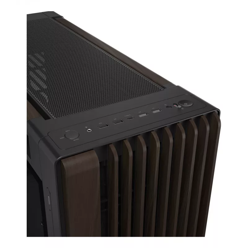 ASUS ProArt PA602 Wood Edition Modern Czarny - panel z hartowanego szkła, czarna obudowa midi tower, drewno