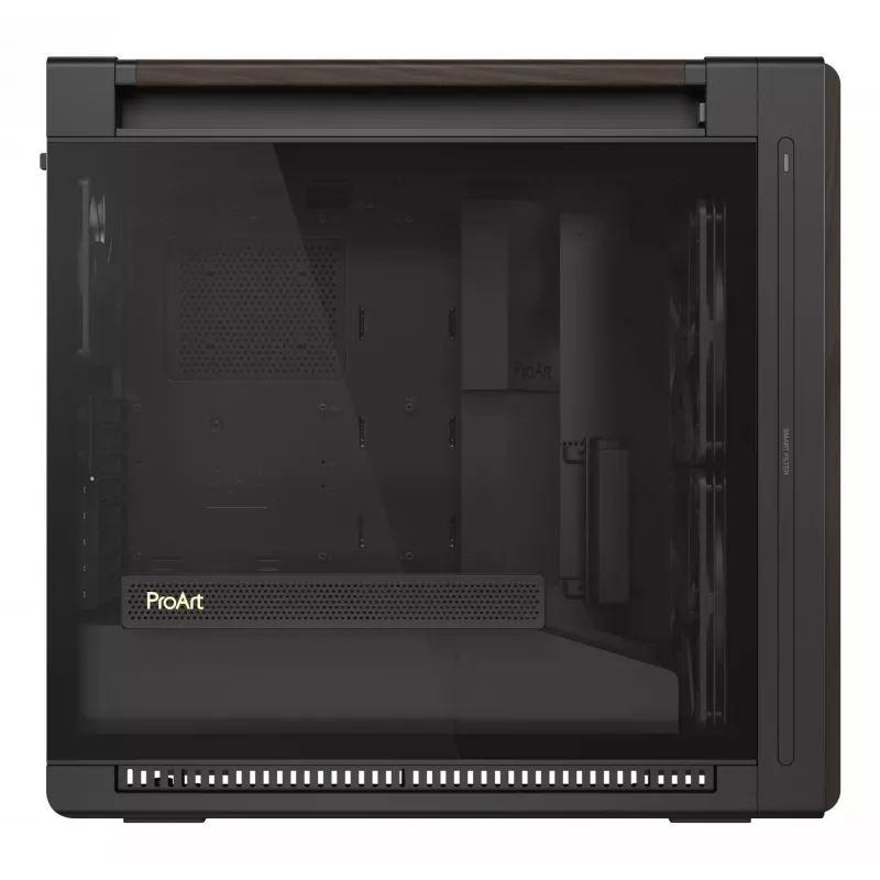 ASUS ProArt PA602 Wood Edition Modern Czarny - panel z hartowanego szkła, czarna obudowa midi tower, drewno