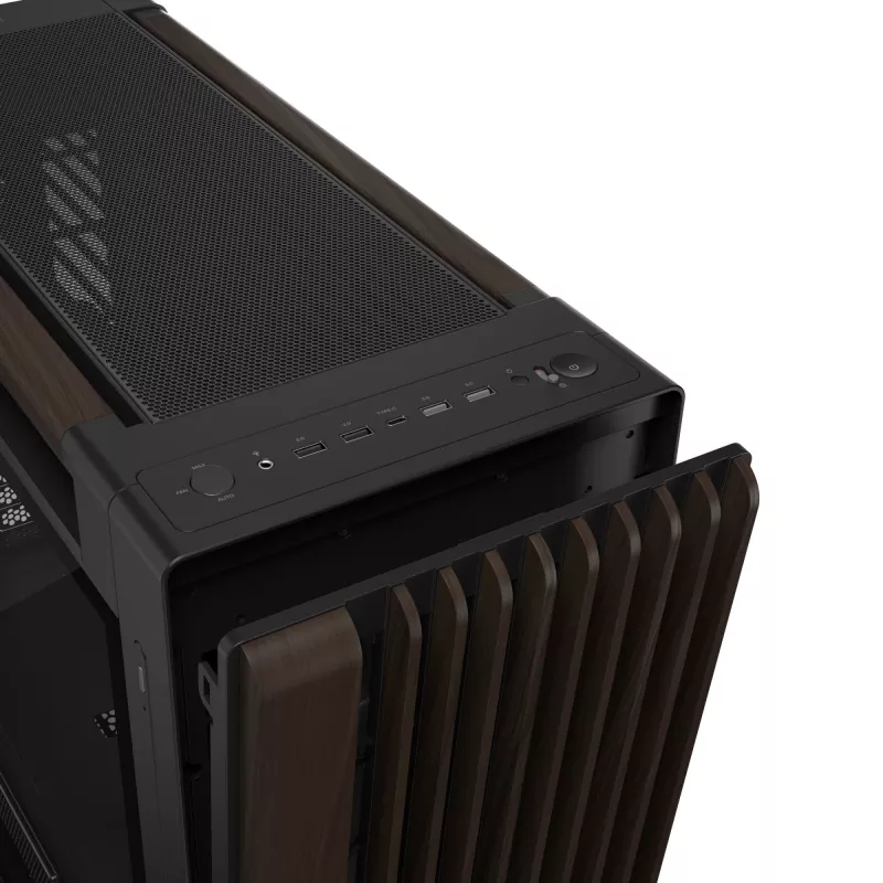 ASUS ProArt PA602 Wood Edition Modern Czarny - panel z hartowanego szkła, czarna obudowa midi tower, drewno