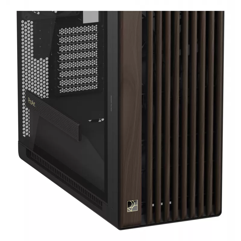 ASUS ProArt PA602 Wood Edition Modern Czarny - panel z hartowanego szkła, czarna obudowa midi tower, drewno