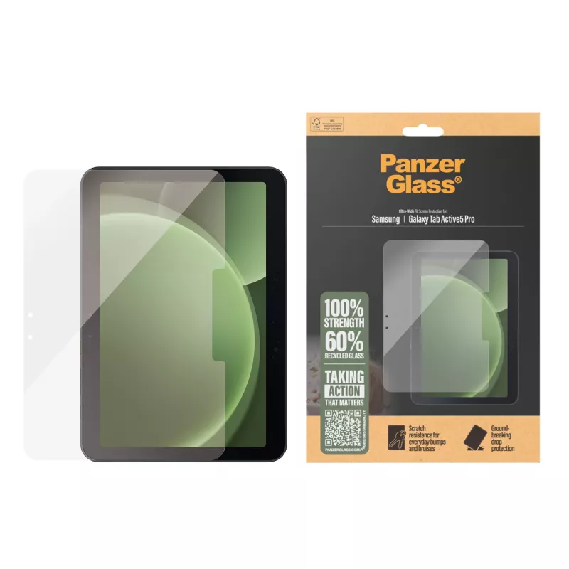 Folia ochronna PanzerGlass do Samsung Galaxy Tab Active5 Pro — Ultra-Wide Fit, szkło hartowane/PET, przezroczysta