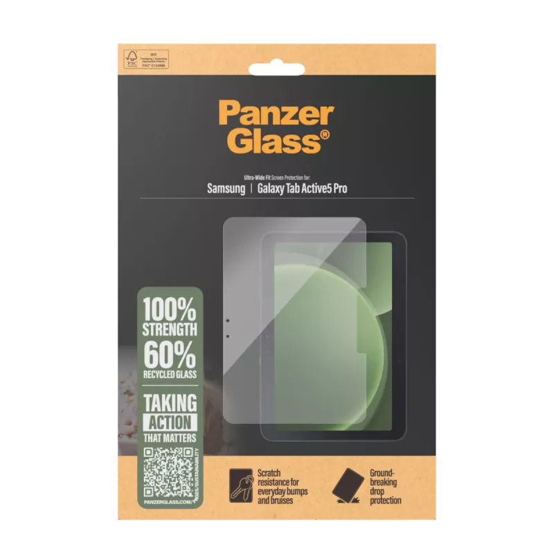 Folia ochronna PanzerGlass do Samsung Galaxy Tab Active5 Pro — Ultra-Wide Fit, szkło hartowane/PET, przezroczysta