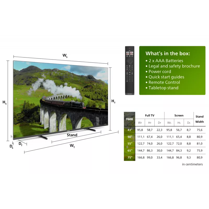 Philips 7600 series 75PUS7608/12 TV 190.5 cm (75 cali) 4K Ultra HD Smart TV Wi-Fi Antracyt, Szary