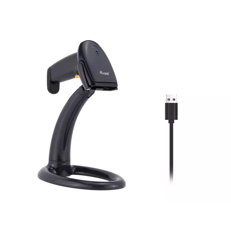 Ręczny skaner kodów kreskowych Equip USB 1D z podstawką LED przewodowy 1,8 m