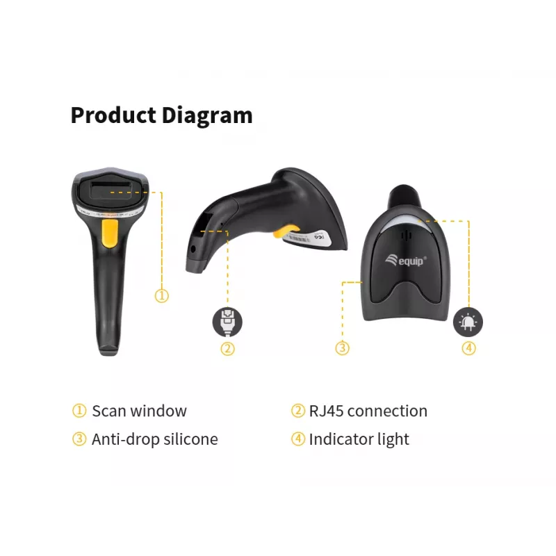 Skaner kodów kreskowych Equip USB 2D ze stojakiem