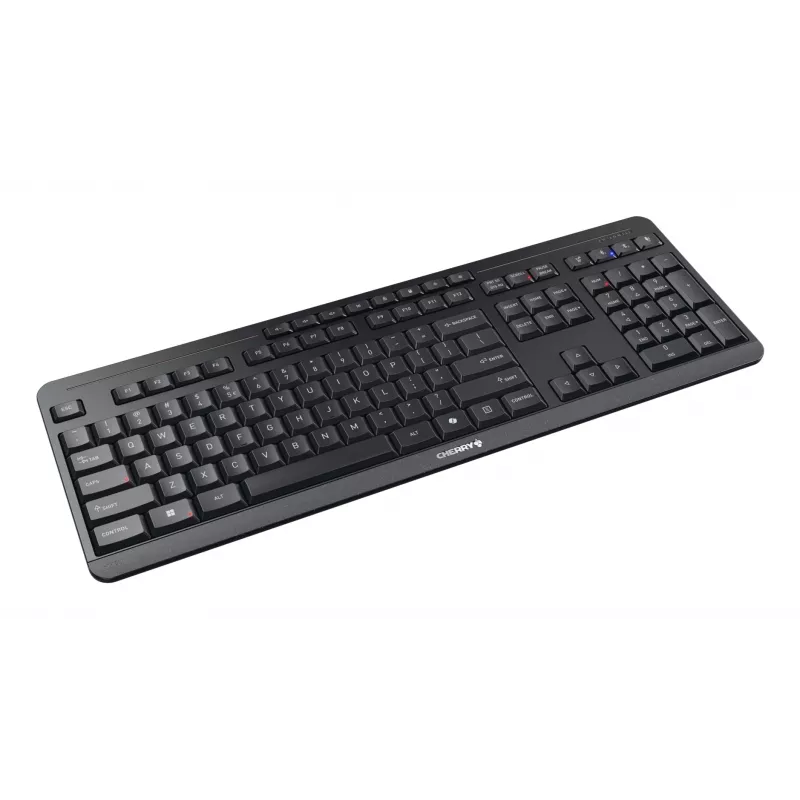 Klawiatura Cherry Stream ultimate — Pełnowymiarowa USB, RF Wireless i Bluetooth, QWERTY angielska, podświetlenie LED, czarna