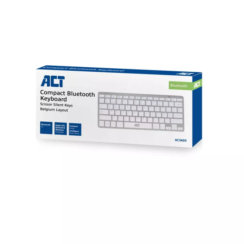 ACT Przenośna klawiatura Bluetooth Układ Azerty/BE Bezprzewodowa Biały 75%