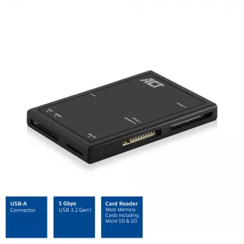 ACT USB 3.0 czytnik kart AC6370 CF MMC MS Duo MicroSD SDHC Czarny
