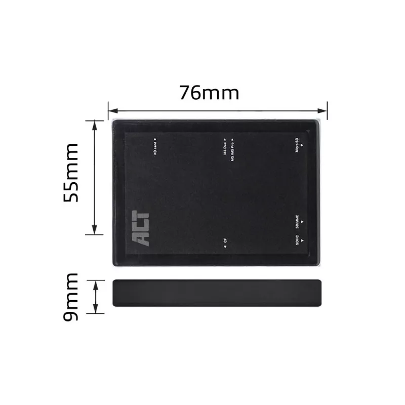 ACT USB 3.0 czytnik kart AC6370 CF MMC MS Duo MicroSD SDHC Czarny