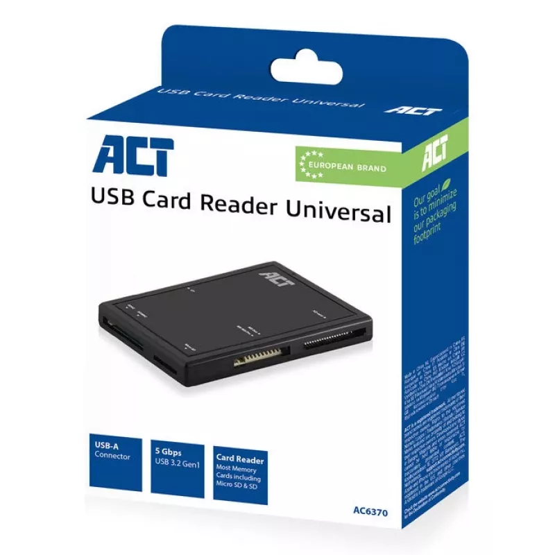 ACT USB 3.0 czytnik kart AC6370 CF MMC MS Duo MicroSD SDHC Czarny