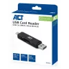 Czytnik kart ACT USB-C/USB-A 3.0 Czarny