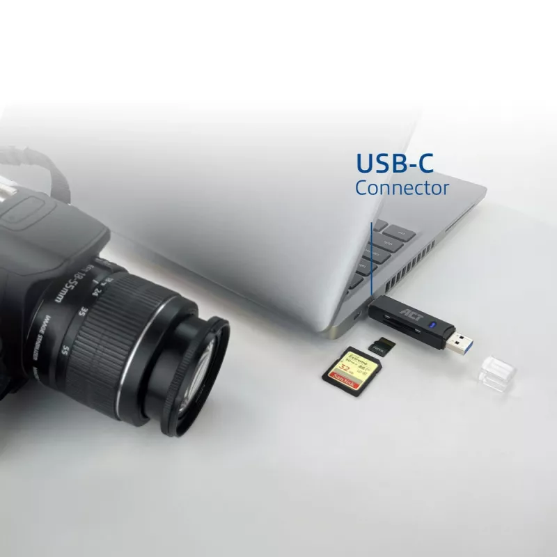 Czytnik kart ACT USB-C/USB-A 3.0 Czarny