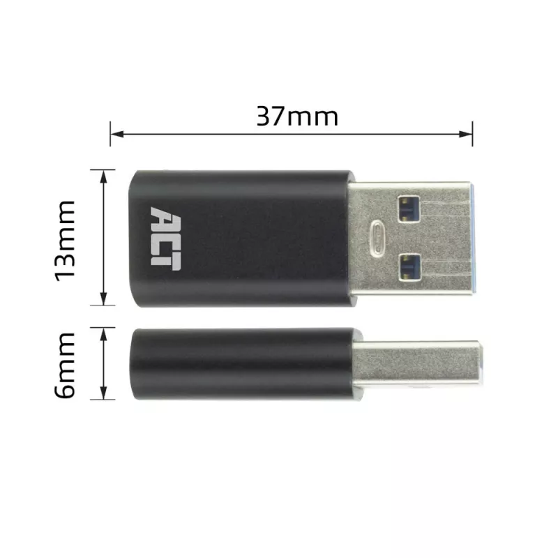 Adapter USB-A męski na USB-C żeński ACT AC7376 czarny