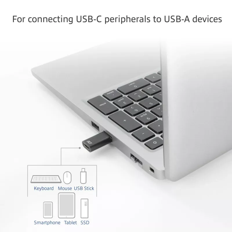 Adapter USB-A męski na USB-C żeński ACT AC7376 czarny