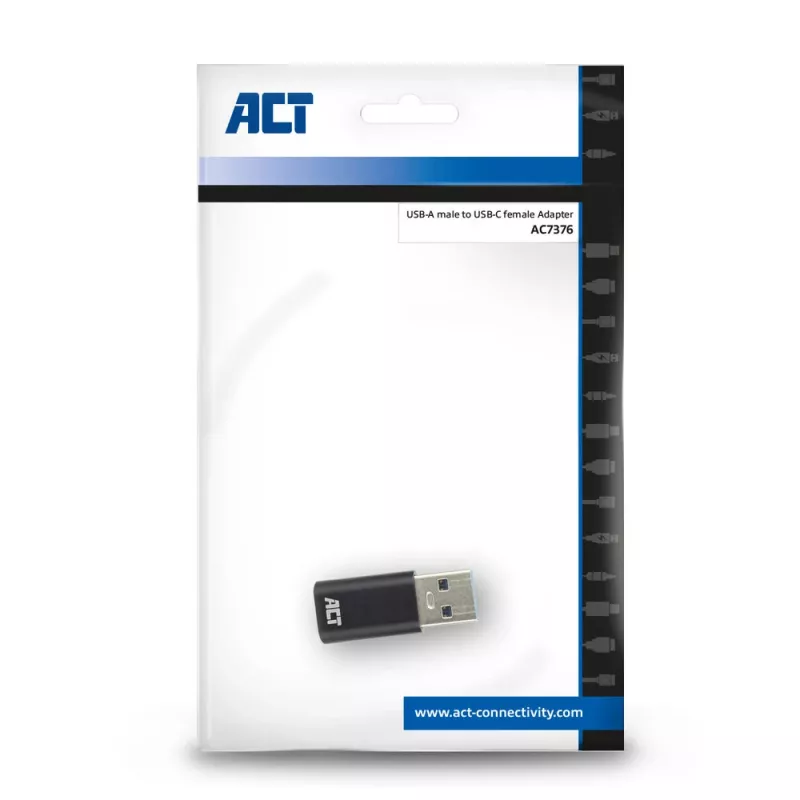 Adapter USB-A męski na USB-C żeński ACT AC7376 czarny