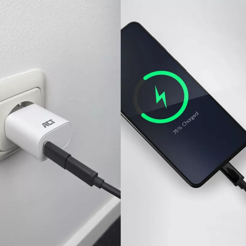 Adapter USB-A męski na USB-C żeński ACT AC7376 czarny