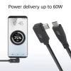 ACT USB 3.0 10Gbps 60W USB Type-C (prosty) na USB Type-C (kątowy lewy/prawy) kabel, 3 metry