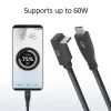 ACT USB 3.0 10 Gb/s 60 W USB Type-C (prosty) do USB Type-C (kątowy góra/dół) kabel, 2 metry