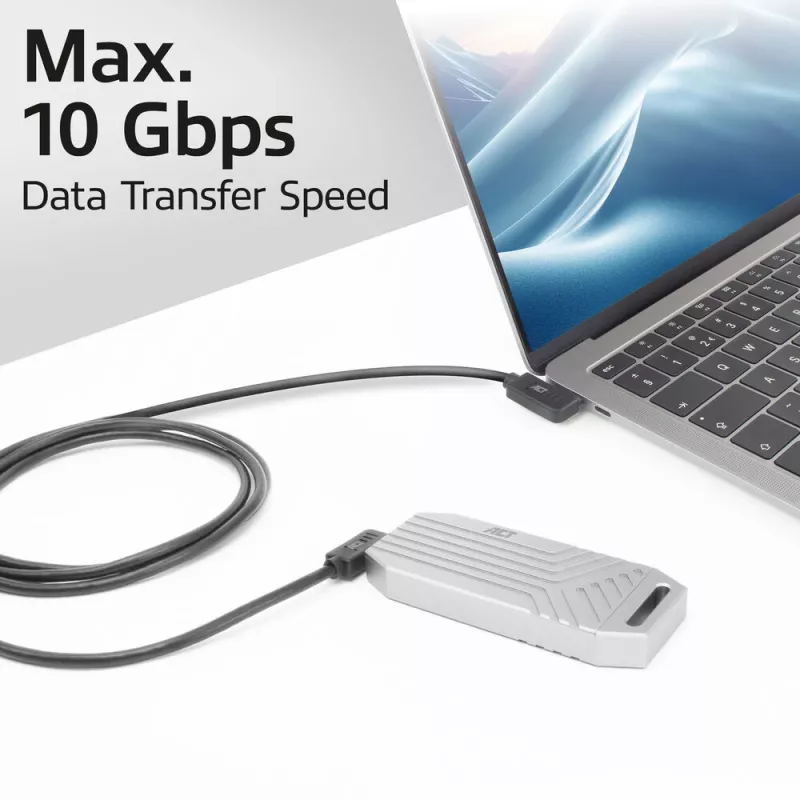 ACT USB 3.0 10Gbps 60W USB Type-C (kątowy lewy/prawy) do USB Type-C (kątowy lewy/prawy) kabel, 1 metr
