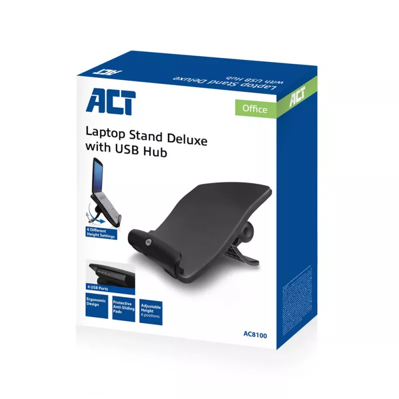 Podstawka pod laptopa ACT AC8100 6 pozycji regulowana wysokość hub 4-portowy