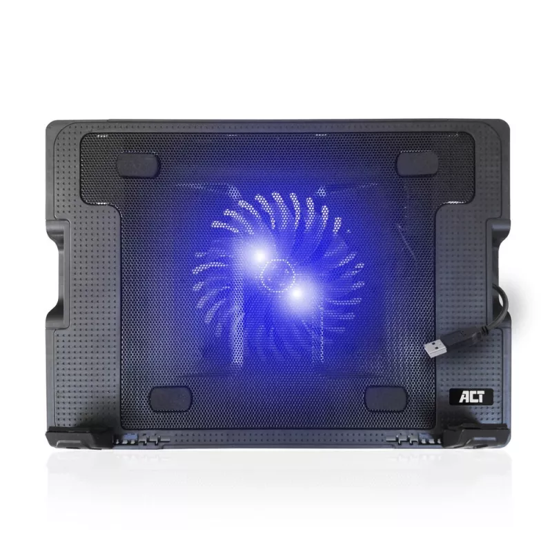 Podstawka pod laptop ACT z wentylatorem, 5-stopniowa regulacja wysokości, hub z 2 portami