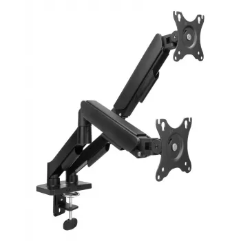 ACT Ramię do monitora 35 cali, sprężyna gazowa, 2 monitory, Essentials, Zacisk/Przelotka, 18 kg, 43,2 cm (17 cali), 88,9 cm (35 cali), 100 x 100 mm, Czarny